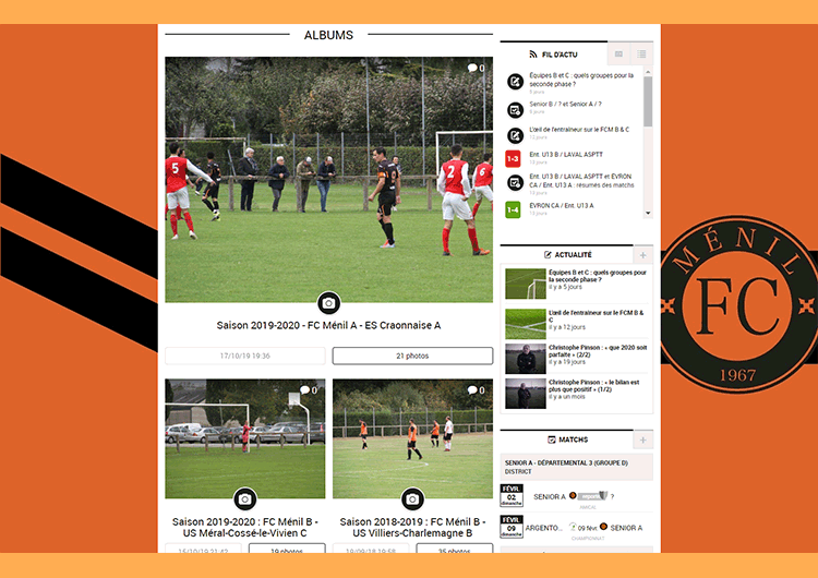 Réalisation : Albums photos de matchs pour le FC Ménil