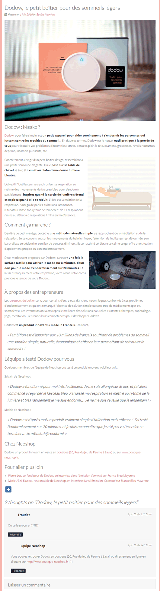 Réalisation : Dodow, le petit boîtier pour des sommeils légers