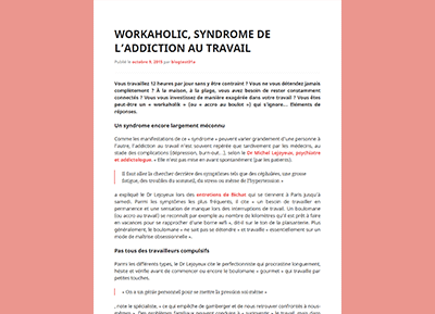 Réalisation : Workaholic, syndrome de l'addiction au travail