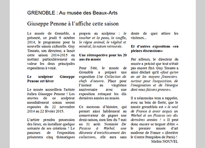 Réalisation : Giuseppe Penone à l’affiche cette saison