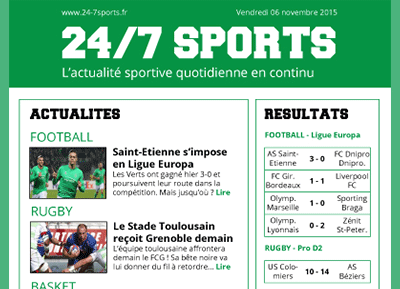 Réalisation : Newsletter de 24/7 SPORTS